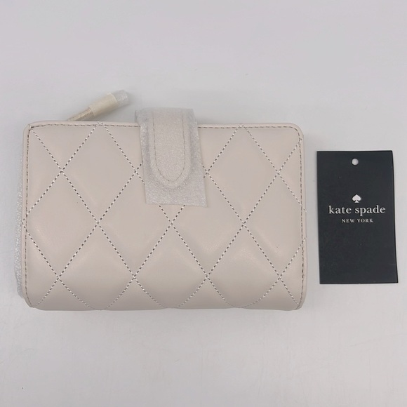 Kate Spade Carey Medium Compact Bifold Wallet Parchment - Picture 2 of 15